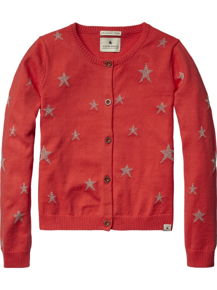 scotch r belle strickjacke Scotch R'belle Cardigan in rot mit Sternen Theresa Schönes für