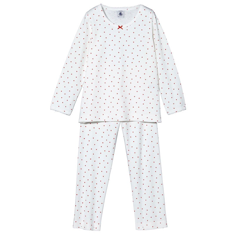Petit Bateau Mädchen Langarm-Pyjama | Mit Tannenbaum-Muster